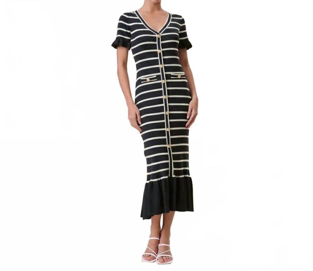 NEW ABLE cleo ruffle maxi dress in navy